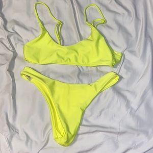 neon yellow shein bikini